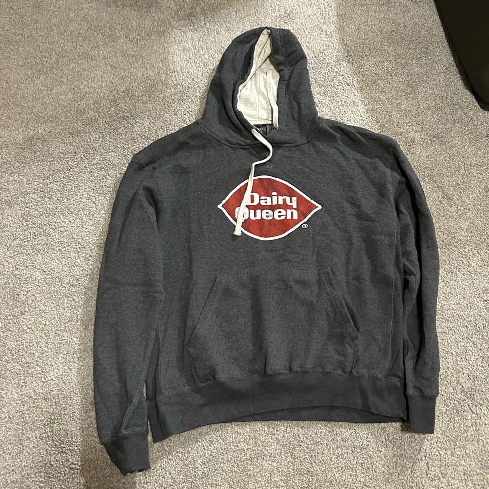 Charcoal Gray Pullover Hoodie with Graphic Design